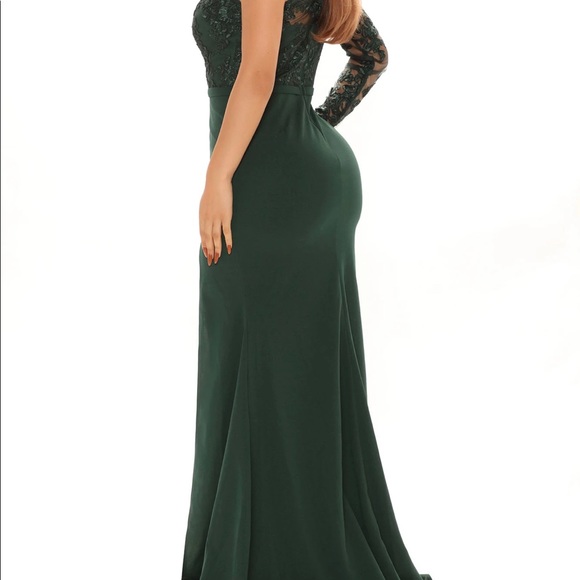 Emerald Green Fashion Nova Lace Maxi Dress, Size Small - Picture 7 of 10
